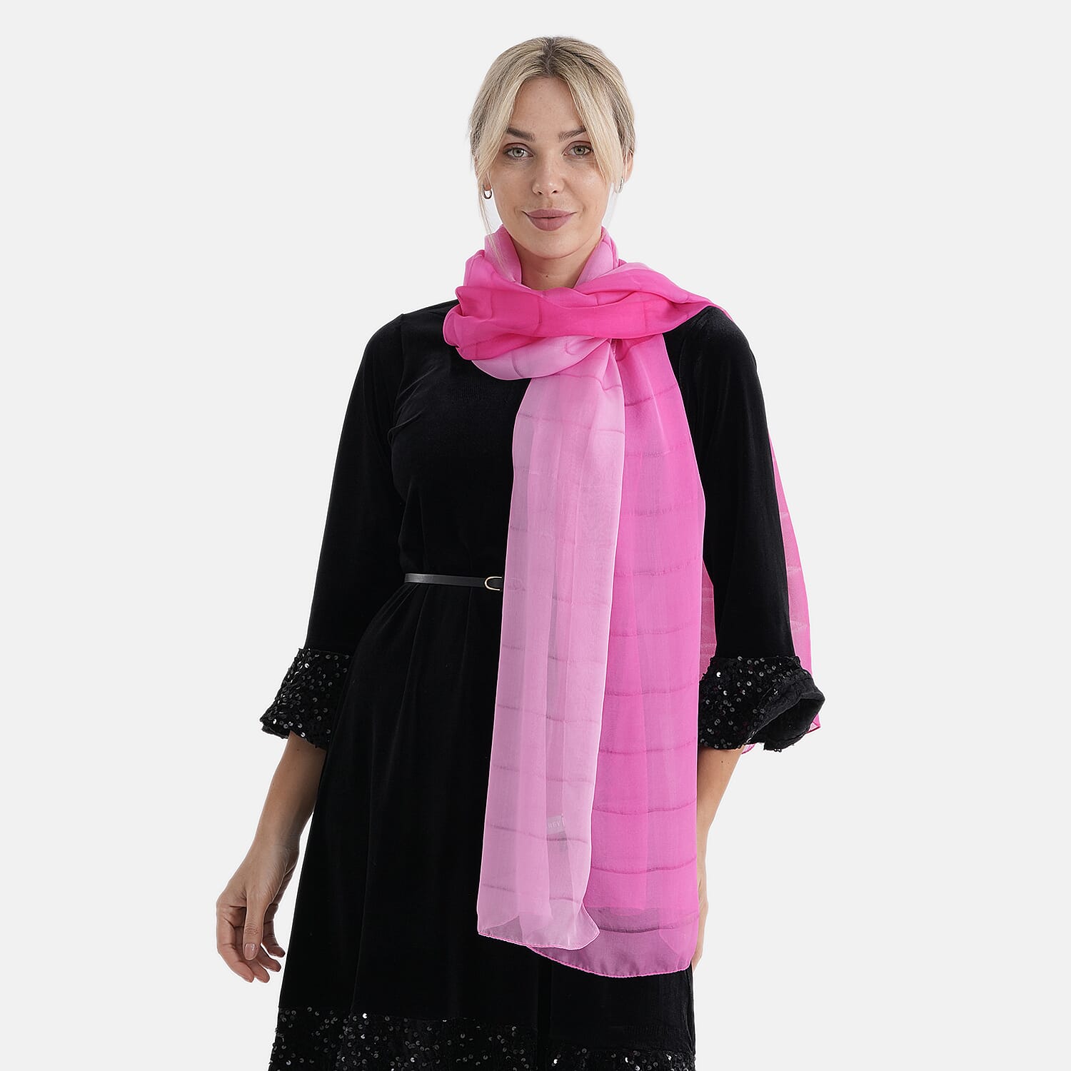 La Marey 100% Mulberry Silk Scarf (177 x 110 cm) - Pink