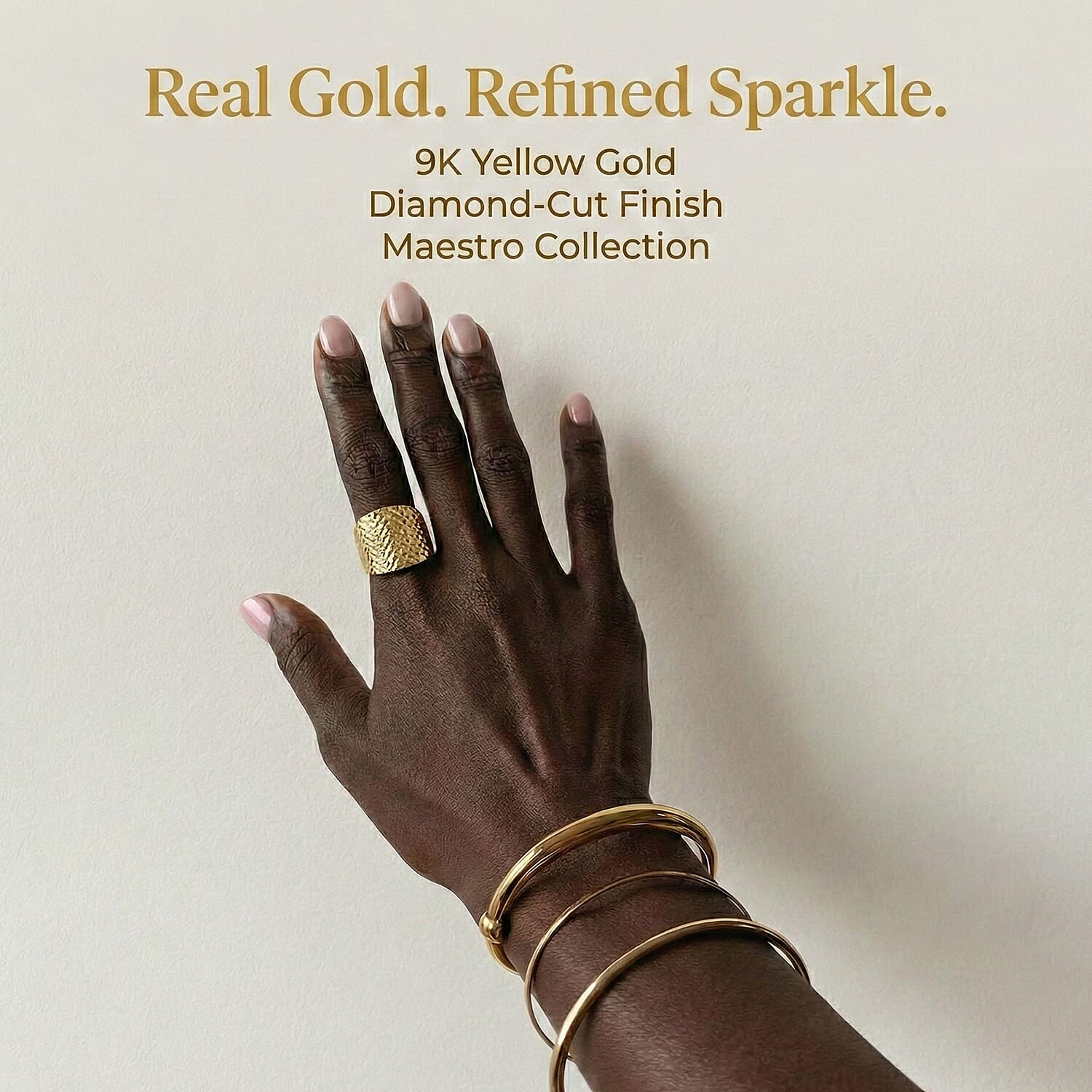 Maestro Collection - 9K Yellow Gold Diamond Cut Ring