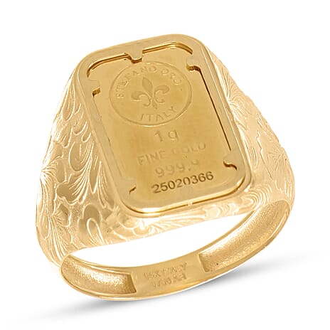 Maestro Collection - 24K Ingot in 9K Yellow Gold Signet Ring, Gold Wt. 2.86 Gms.