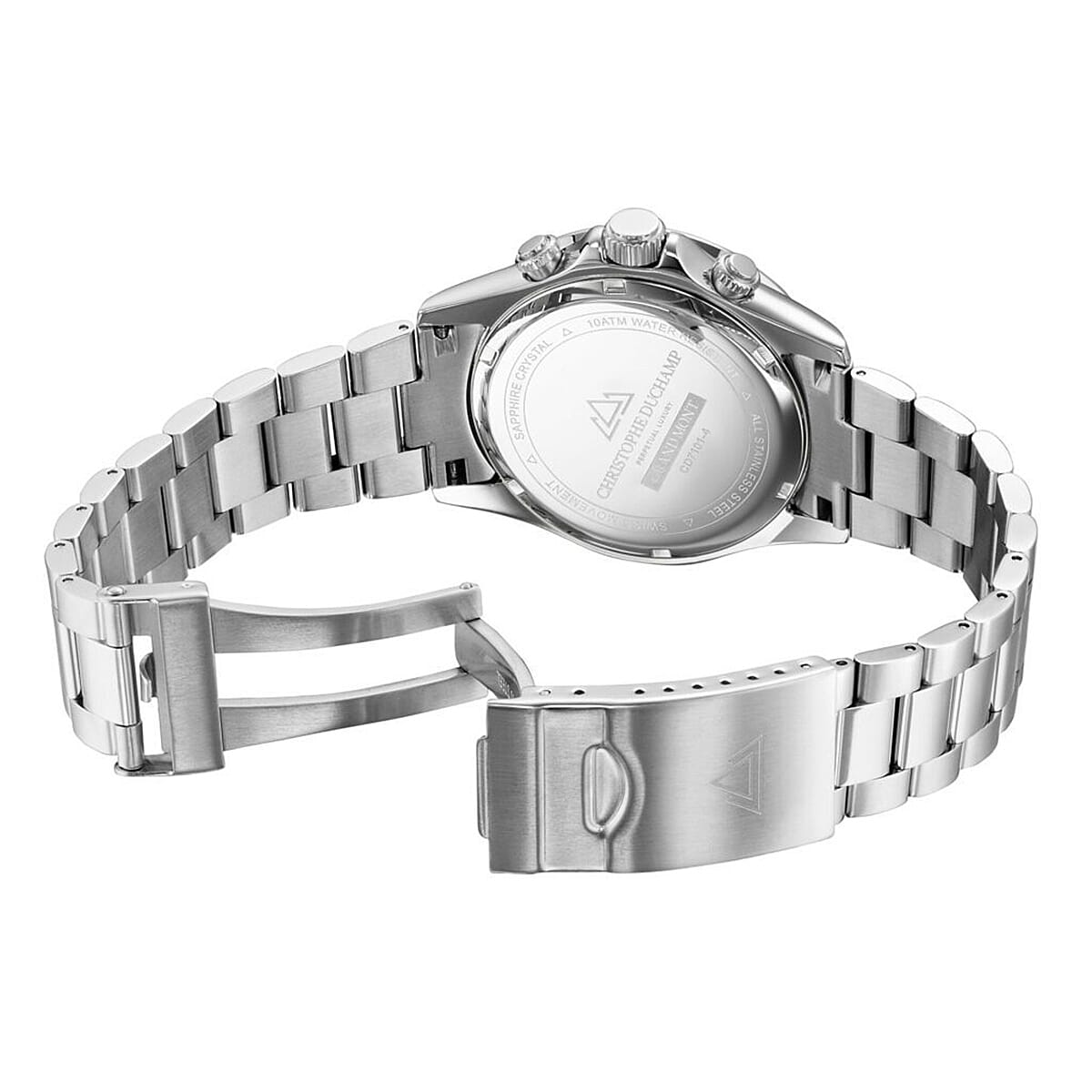CHRISTOPHE DUCHAMP Swiss Quartz Movement Silver Dial Mens Watch with Silver Colour Stainless Steel Chain Strap