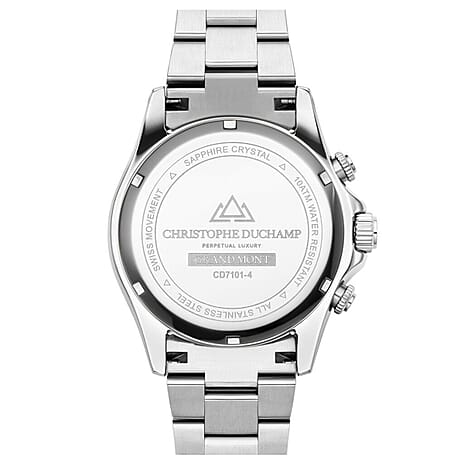 CHRISTOPHE DUCHAMP Swiss Quartz Movement Silver Dial Mens Watch with Silver Colour Stainless Steel Strap