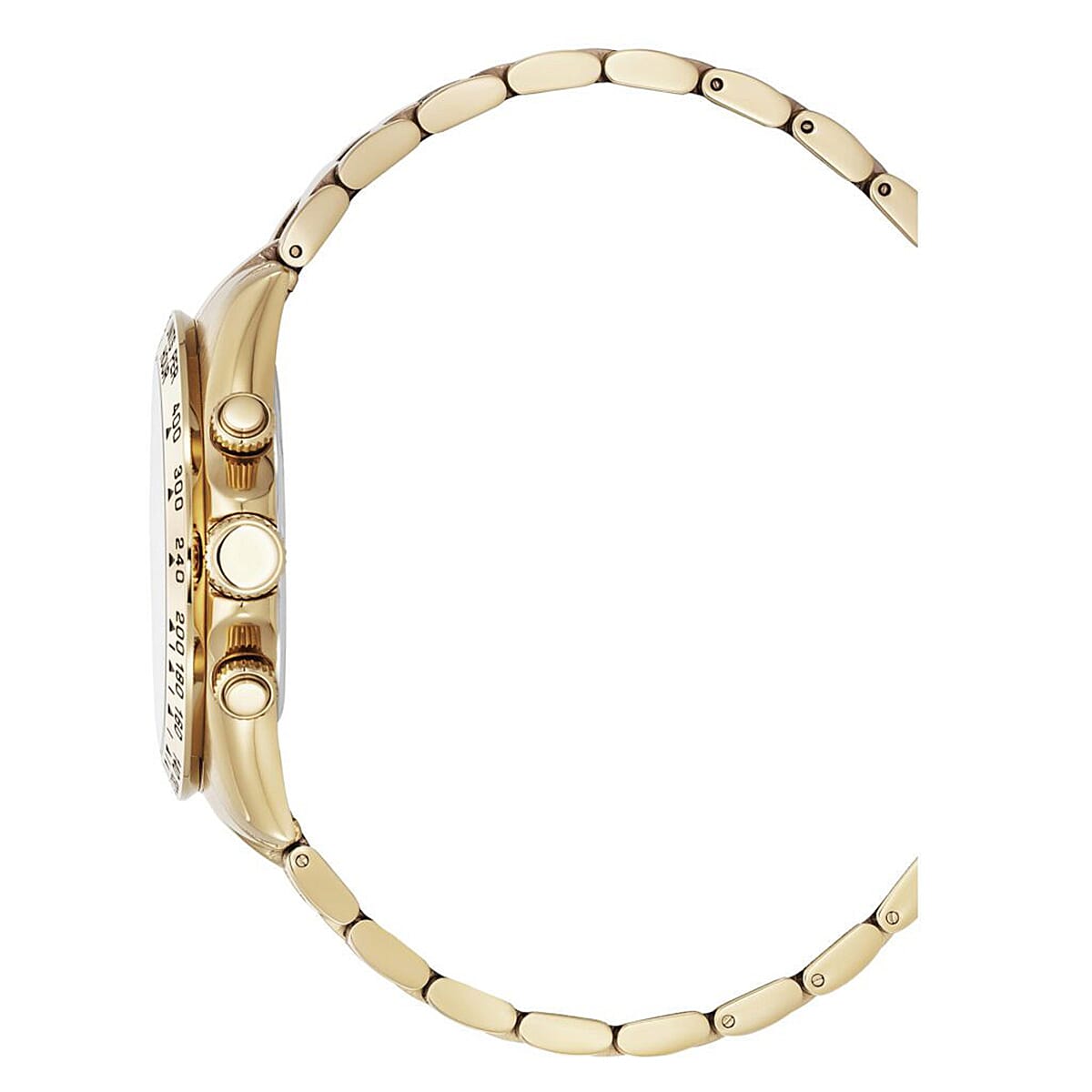 CHRISTOPHE DUCHAMP Swiss Quartz Movement White Dial Mens Watch with Gold Colour Stainless Steel Chain Strap