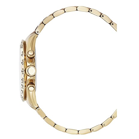 CHRISTOPHE DUCHAMP Swiss Quartz Movement White Dial Mens Watch with Gold Colour Stainless Steel Chain Strap