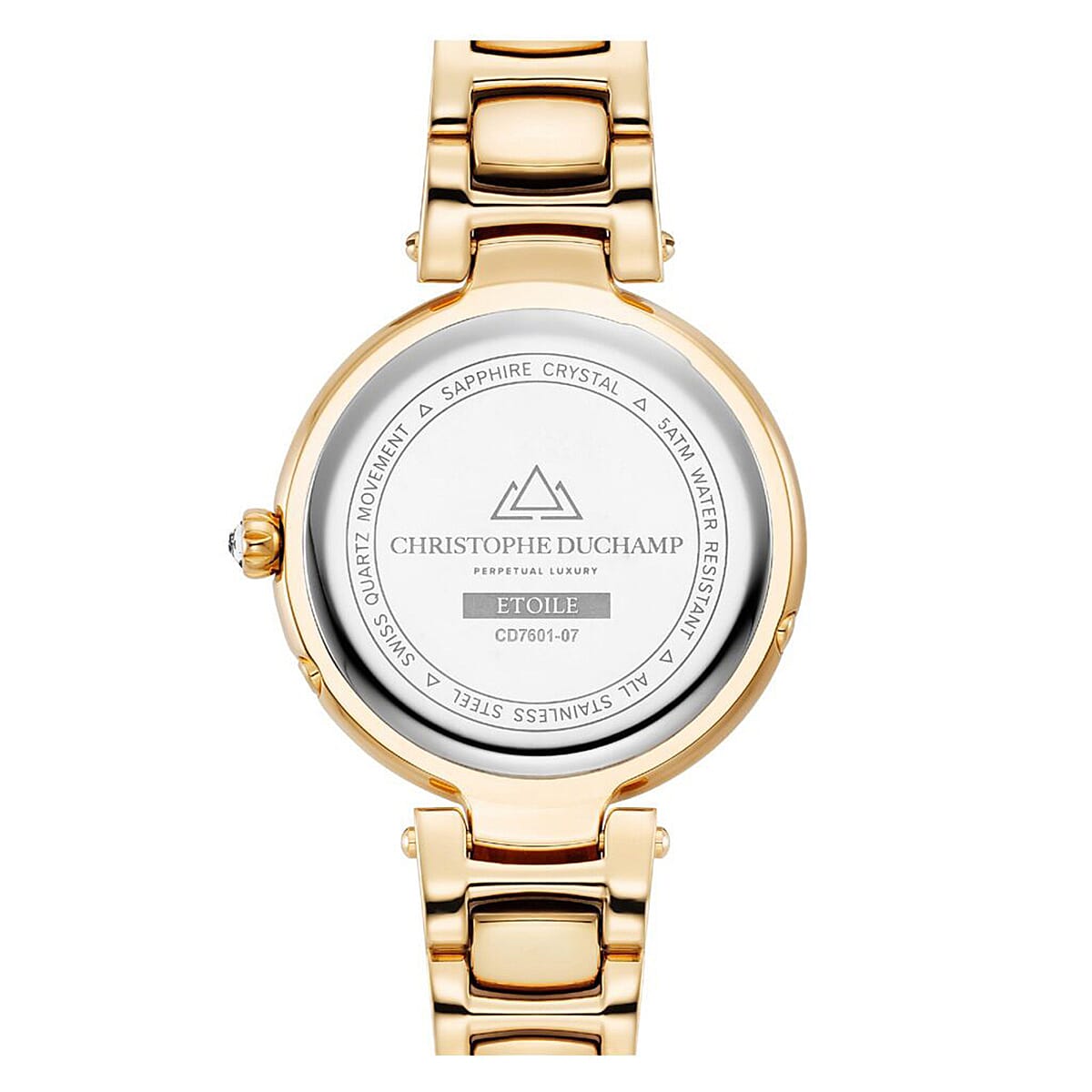 CHRISTOPHE DUCHAMP Swiss Quartz Movement Black Mother of Pearl Dial Ladies Watch with Silver Colour Stainless Steel Strap