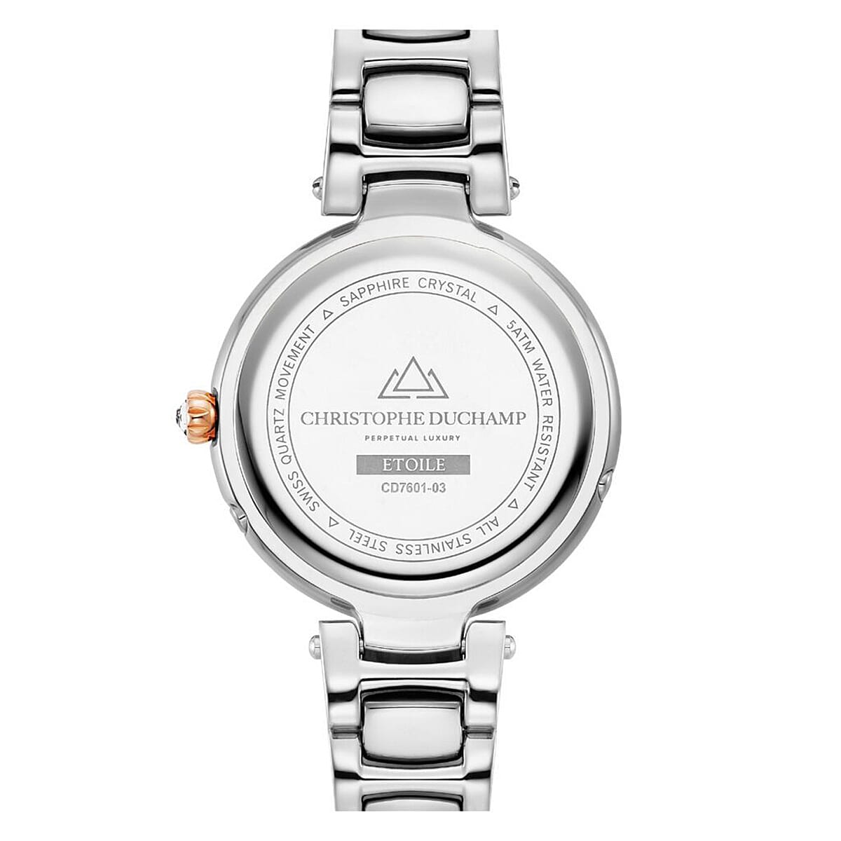 THE DEFINITION OF ELEGANCE - Christophe Duchamp Swiss Ladies Watch with mother of pearl and 6 diamond  in Stainless Steel - Blue Gold