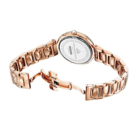 CHRISTOPHE DUCHAMP Swiss Quartz Movement White - Rose Dial Ladies Watch with Silver Colour Stainless Steel Strap