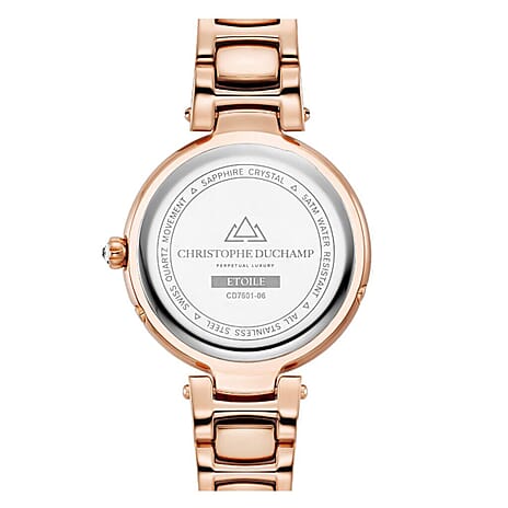CHRISTOPHE DUCHAMP Swiss Quartz Movement White - Rose Dial Ladies Watch with Silver Colour Stainless Steel Strap