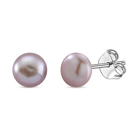 Purple Fresh Water Pearl Earrings with Push Backs