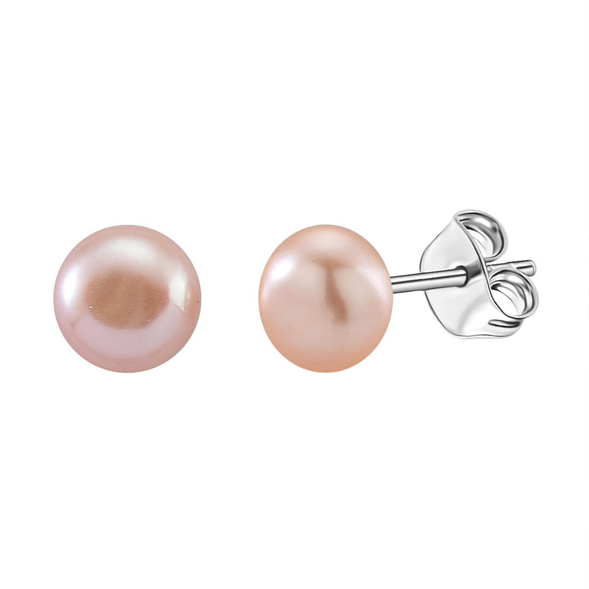 Peach Fresh Water Pearl Earrings with Push Backs