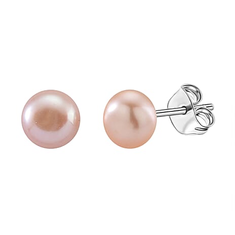 Peach Fresh Water Pearl Earrings with Push Backs