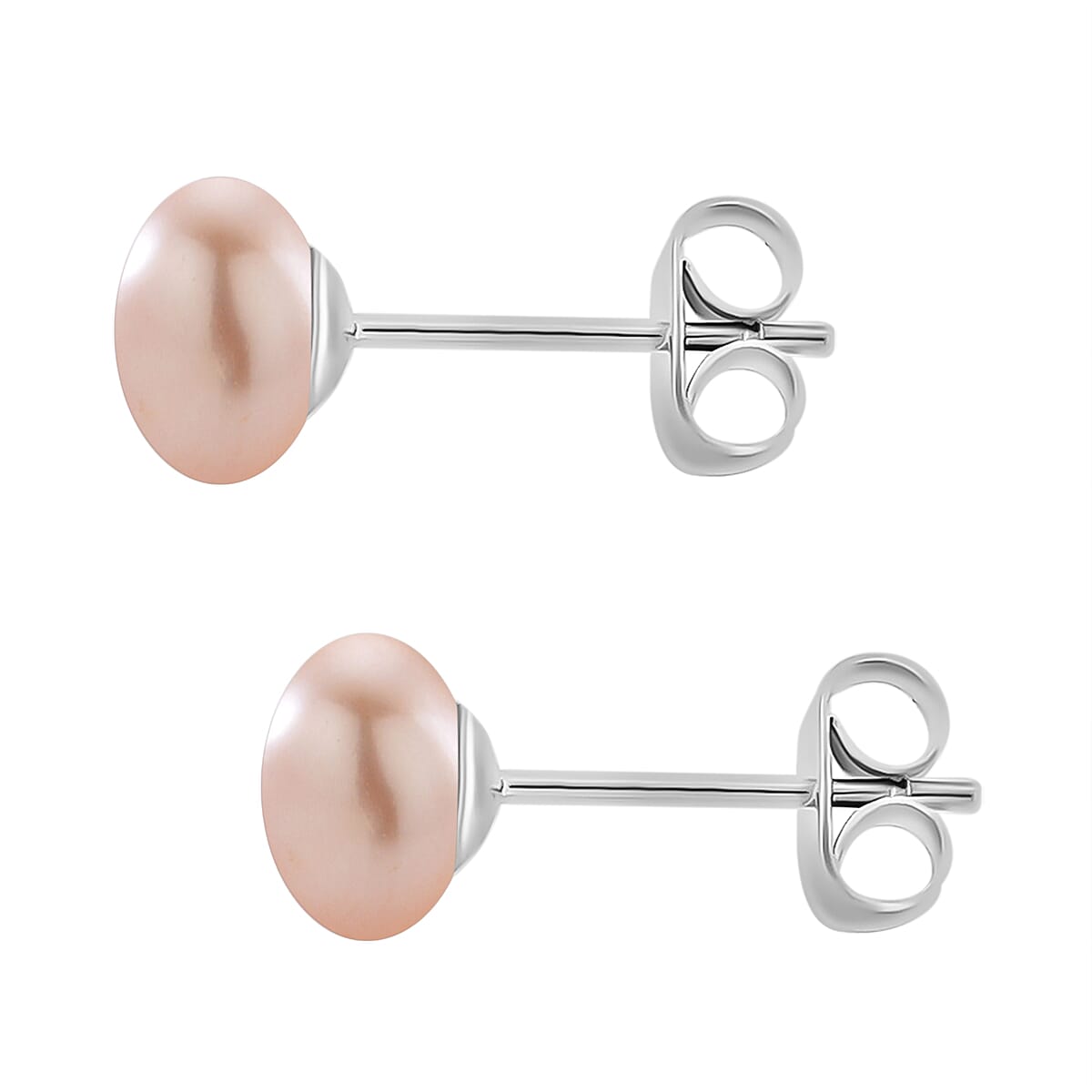Peach Fresh Water Pearl Earrings with Push Backs