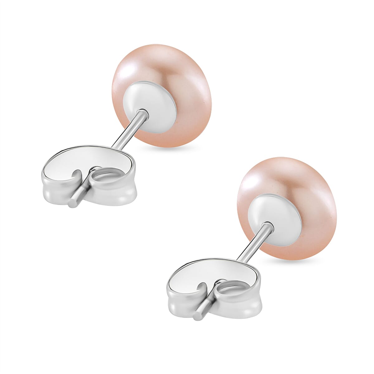 Peach Fresh Water Pearl Earrings with Push Backs