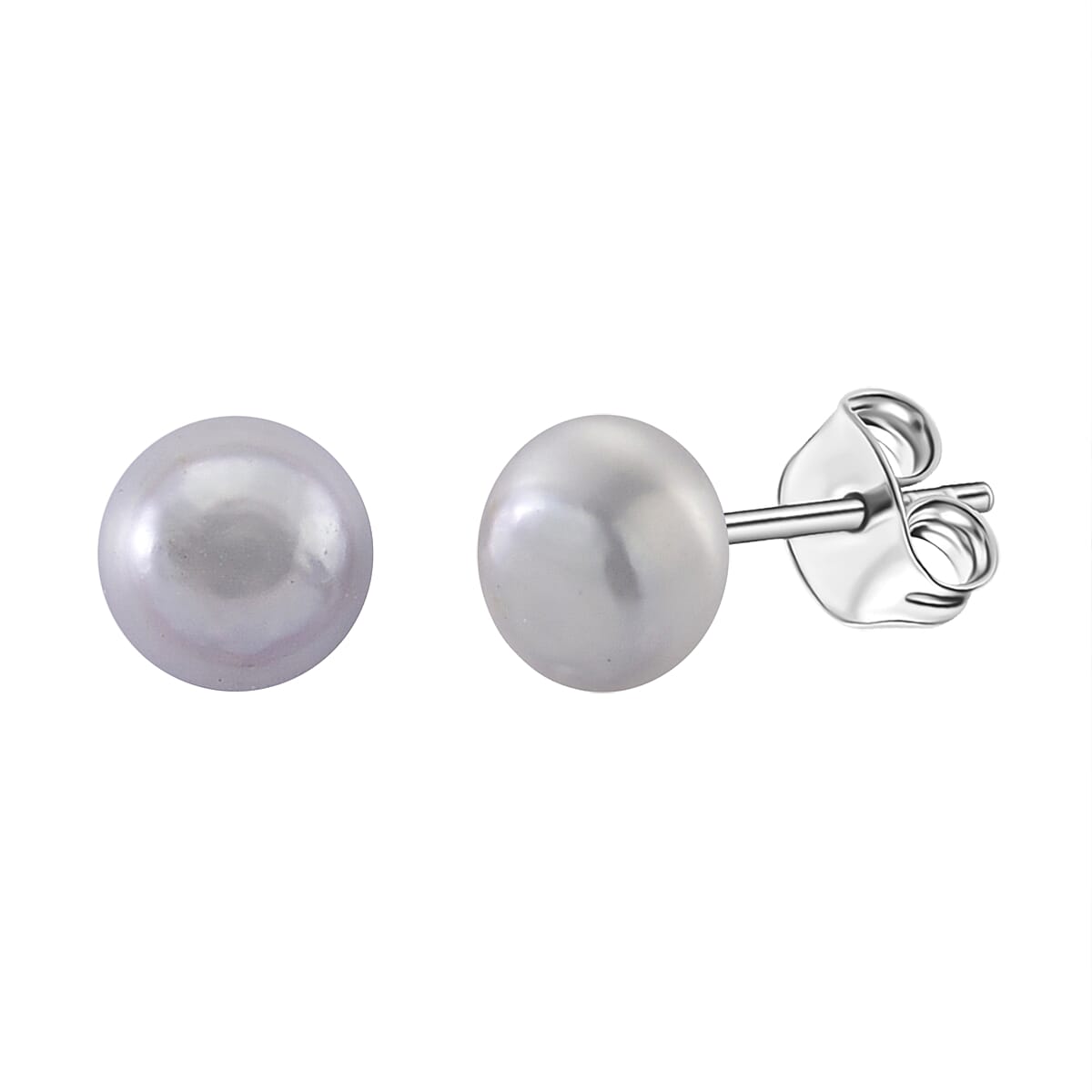 Grey Fresh Water Pearl Earrings with Push Backs