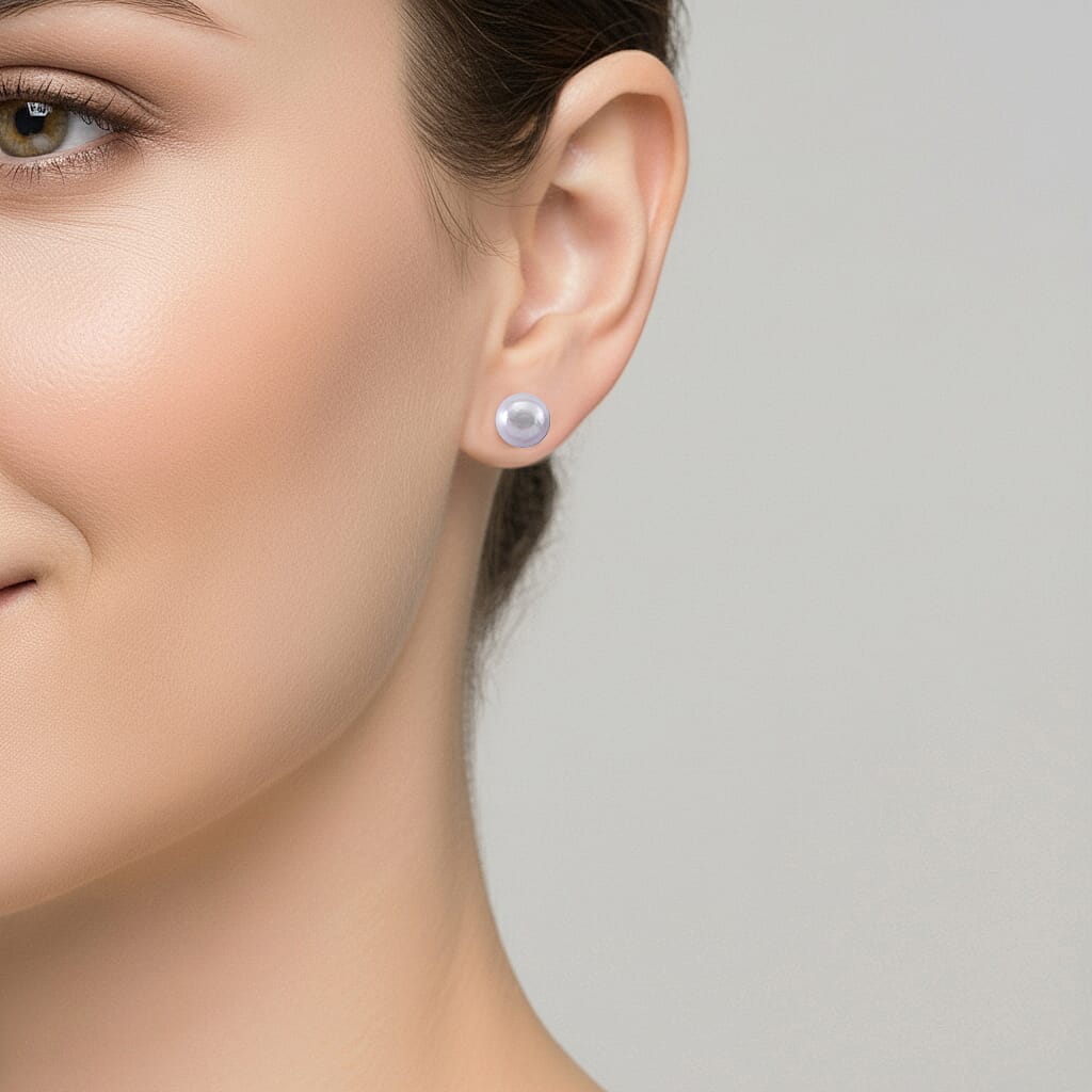 Grey Fresh Water Pearl Earrings with Push Backs