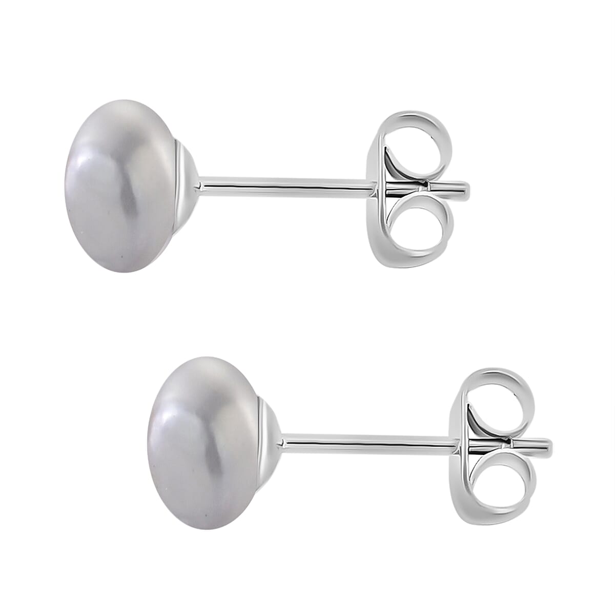 Grey Fresh Water Pearl Earrings with Push Backs