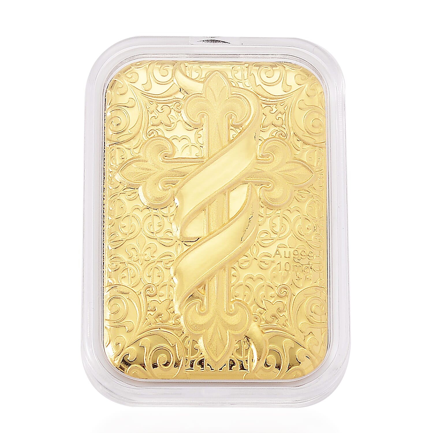 24K Yellow Gold Cross Embossed Collectible