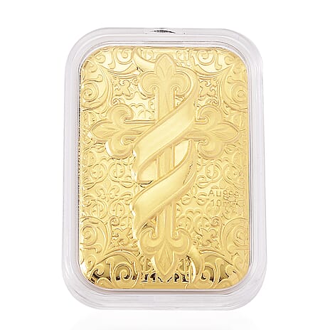 24K Yellow Gold Cross Embossed Collectible