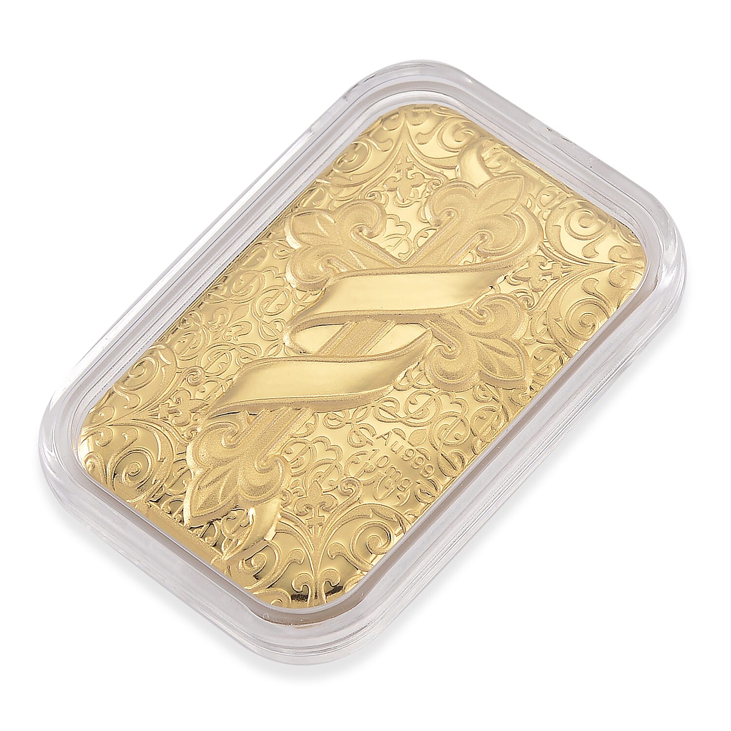 24K Yellow Gold Cross Embossed Collectible