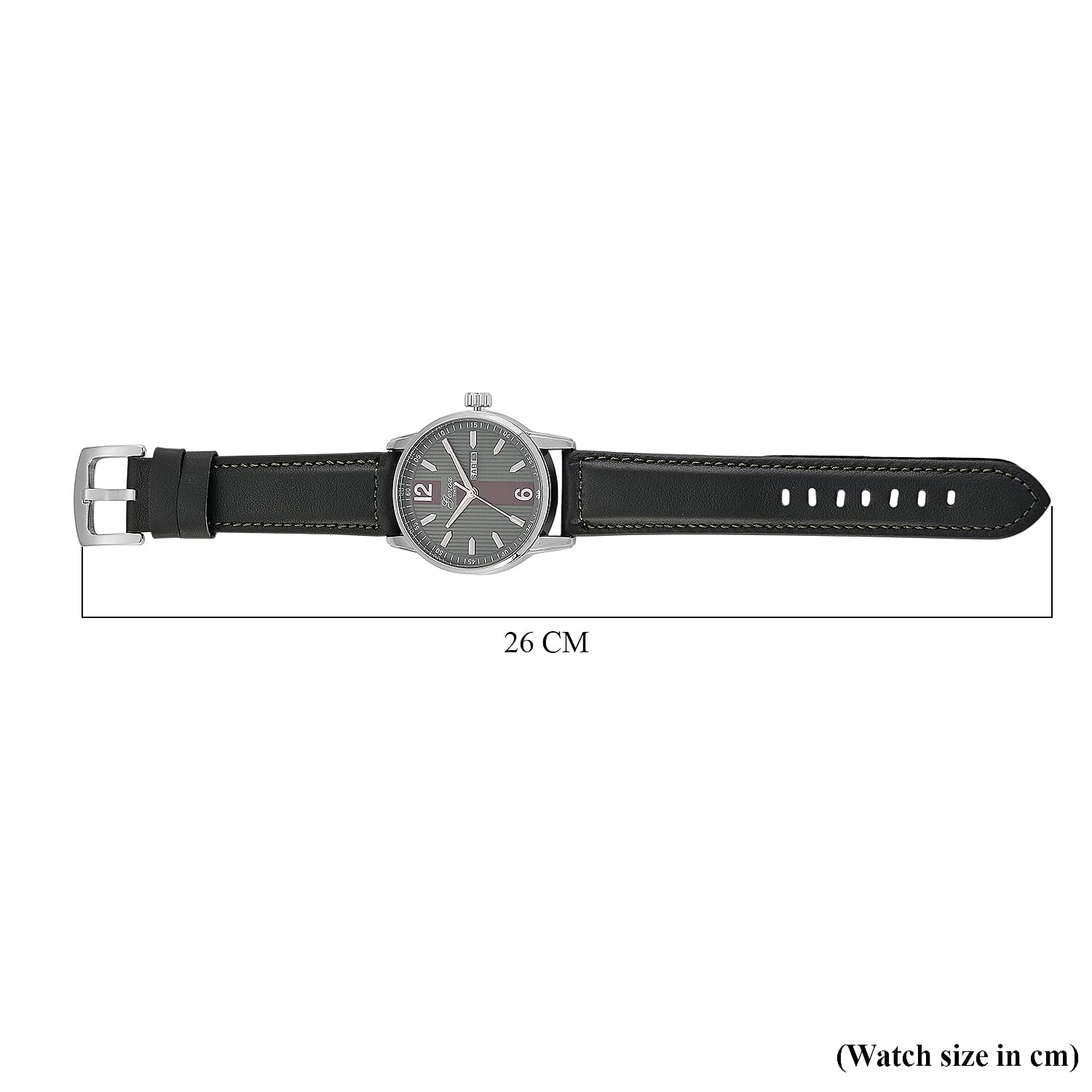 GENOA TIME V2 Double Date Quartz PC33 3ATM WR Green Hydraulic Dial & Silver Case Mens Watch with Green Leather Strap