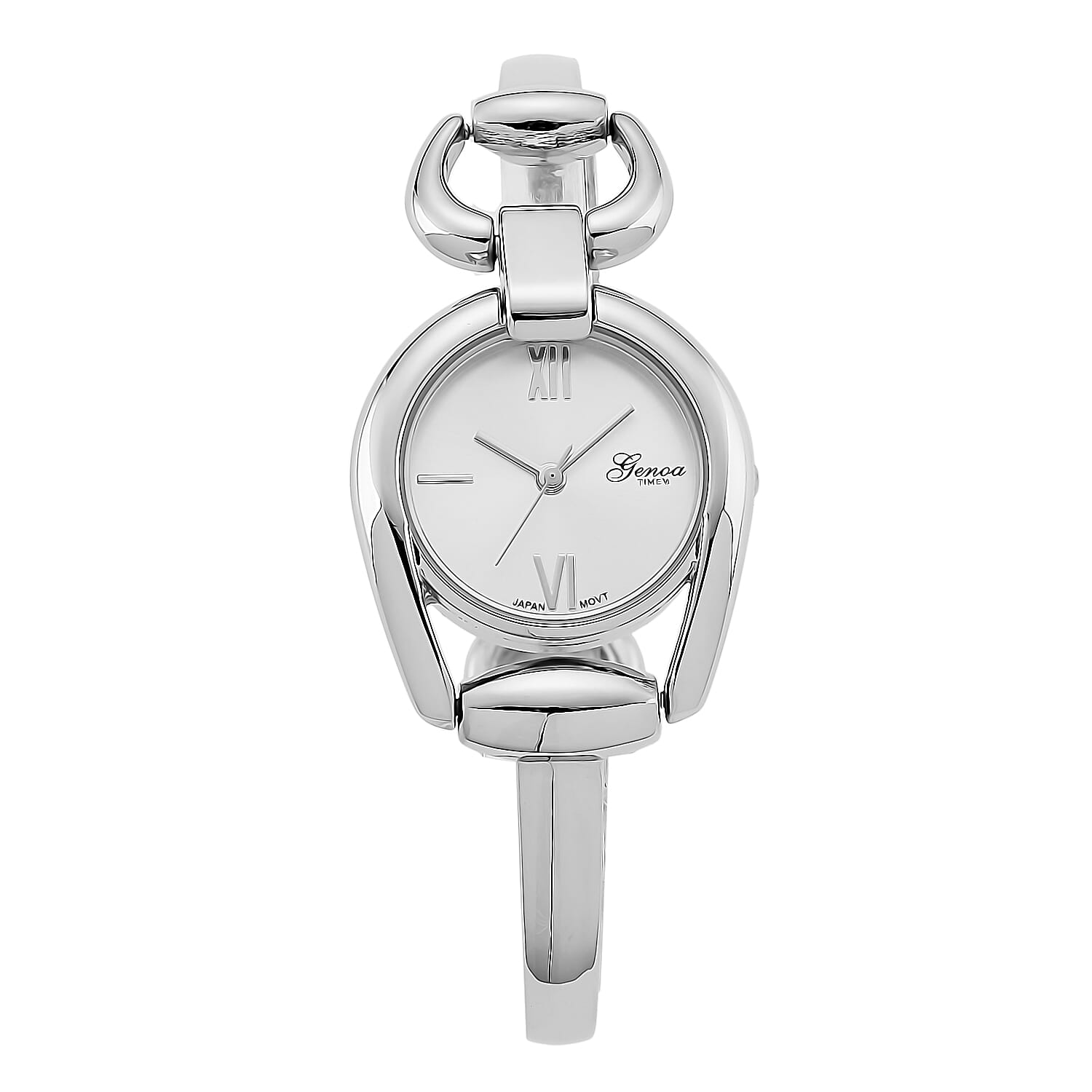 GENOA TIME V2 Sunshine Series Quartz PC21S 3ATM WR White Dial & Silver Case Ladies Watch with Silver Strap