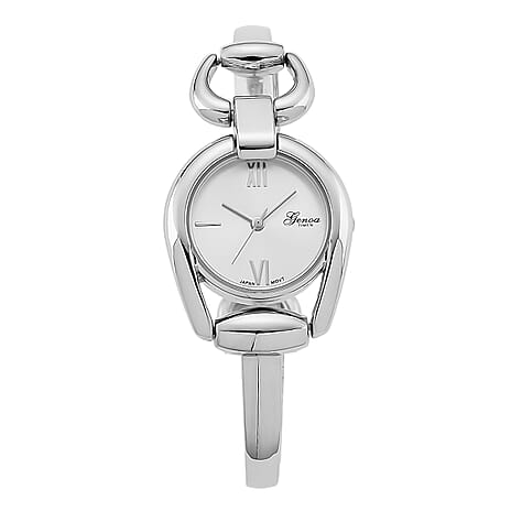 GENOA TIME V2 Sunshine Series Quartz PC21S 3ATM WR White Dial & Silver Case Ladies Watch with Silver Strap