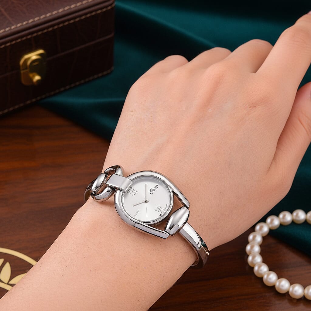 GENOA TIME V2 Sunshine Series Quartz PC21S 3ATM WR White Dial & Silver Case Ladies Watch with Silver Strap