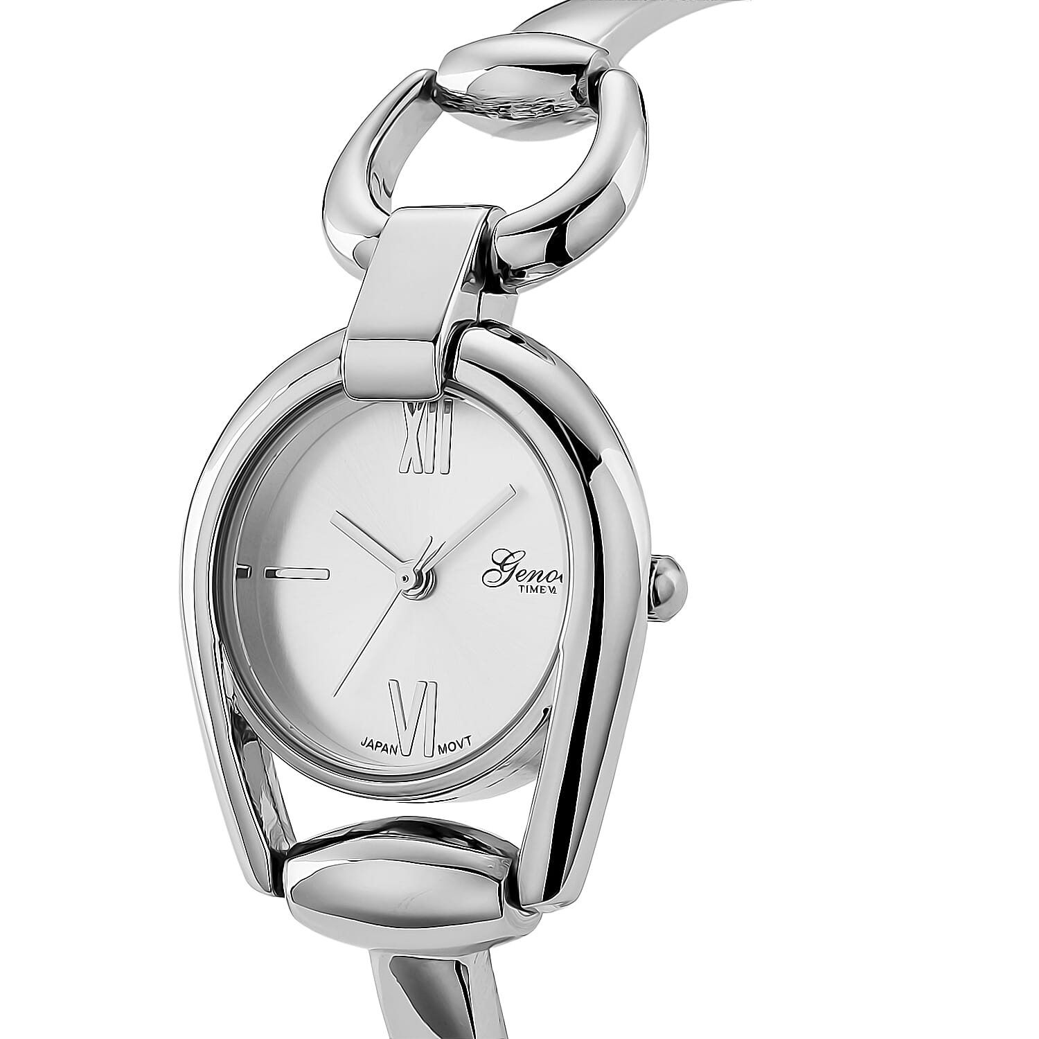 GENOA TIME V2 Sunshine Series Quartz PC21S 3ATM WR White Dial & Silver Case Ladies Watch with Silver Strap