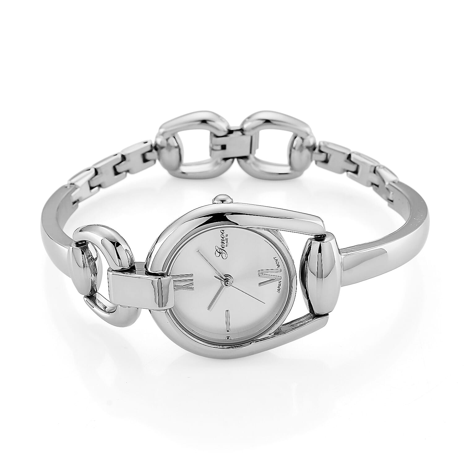 GENOA TIME V2 Sunshine Series Quartz PC21S 3ATM WR White Dial & Silver Case Ladies Watch with Silver Strap