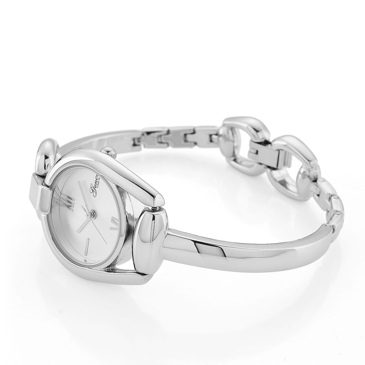 GENOA TIME V2 Sunshine Series Quartz PC21S 3ATM WR White Dial & Silver Case Ladies Watch with Silver Strap