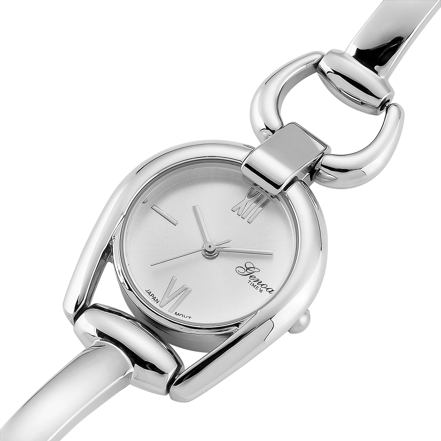 GENOA TIME V2 Sunshine Series Quartz PC21S 3ATM WR White Dial & Silver Case Ladies Watch with Silver Strap