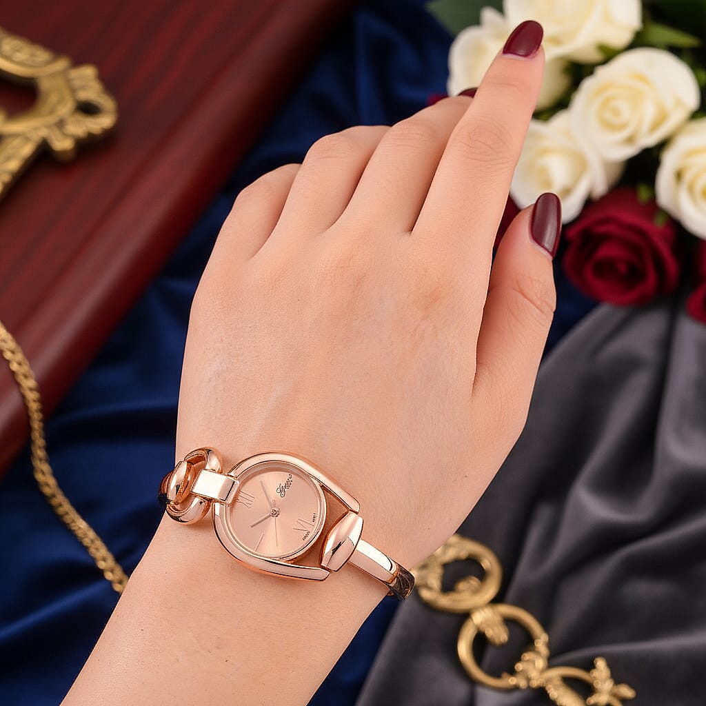 GENOA TIME V2 Sunshine Series Quartz PC21S 3ATM WR Rose Gold Dial & Rose Gold Case Ladies Watch with Rose Gold Strap