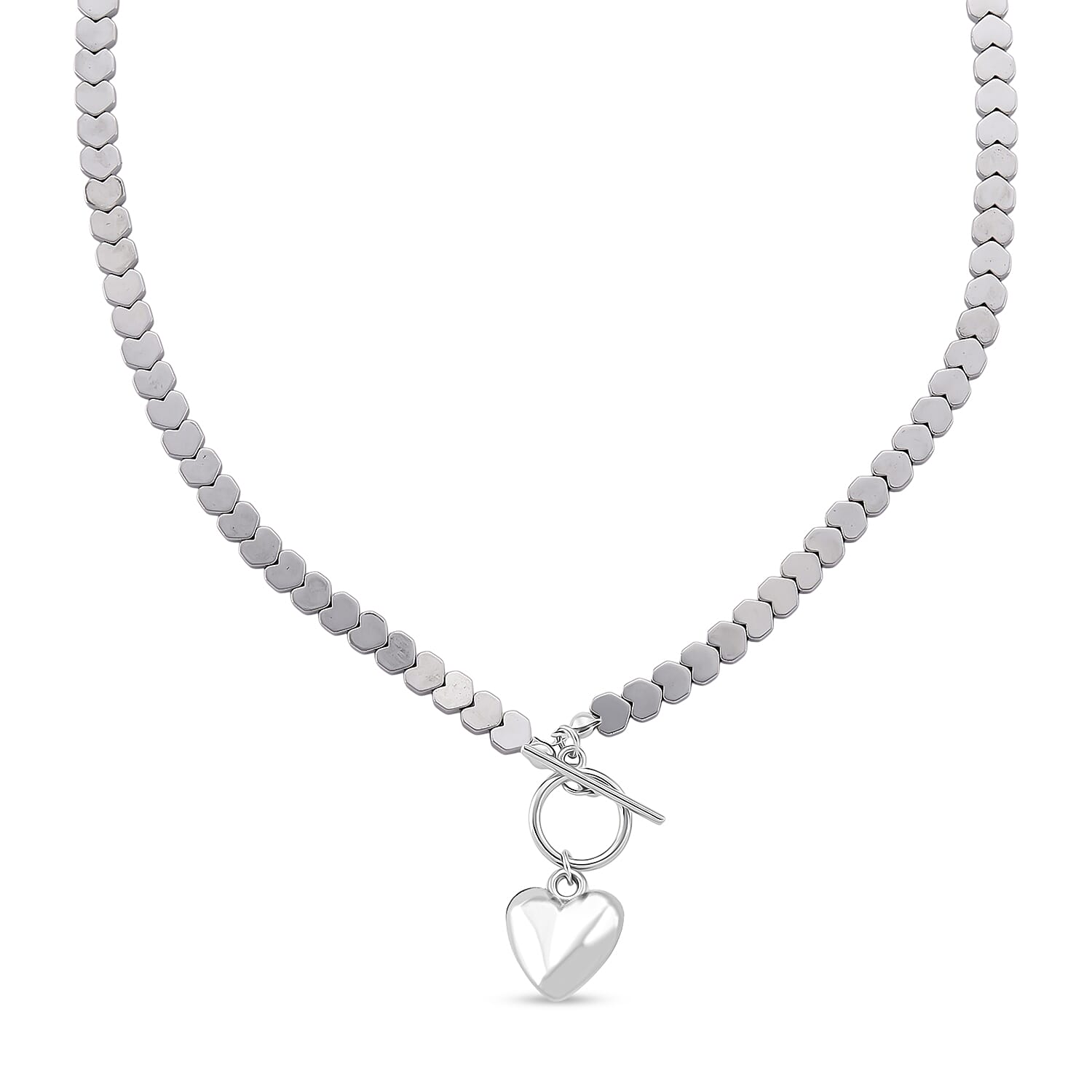 Silver Plated Hematite Fancy Necklace (Size - 21)  136.000  Ct.