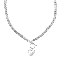Natural Hematite Heart Charm Necklace With Toggle Clasp (Size - 21) 136.00 Ct.