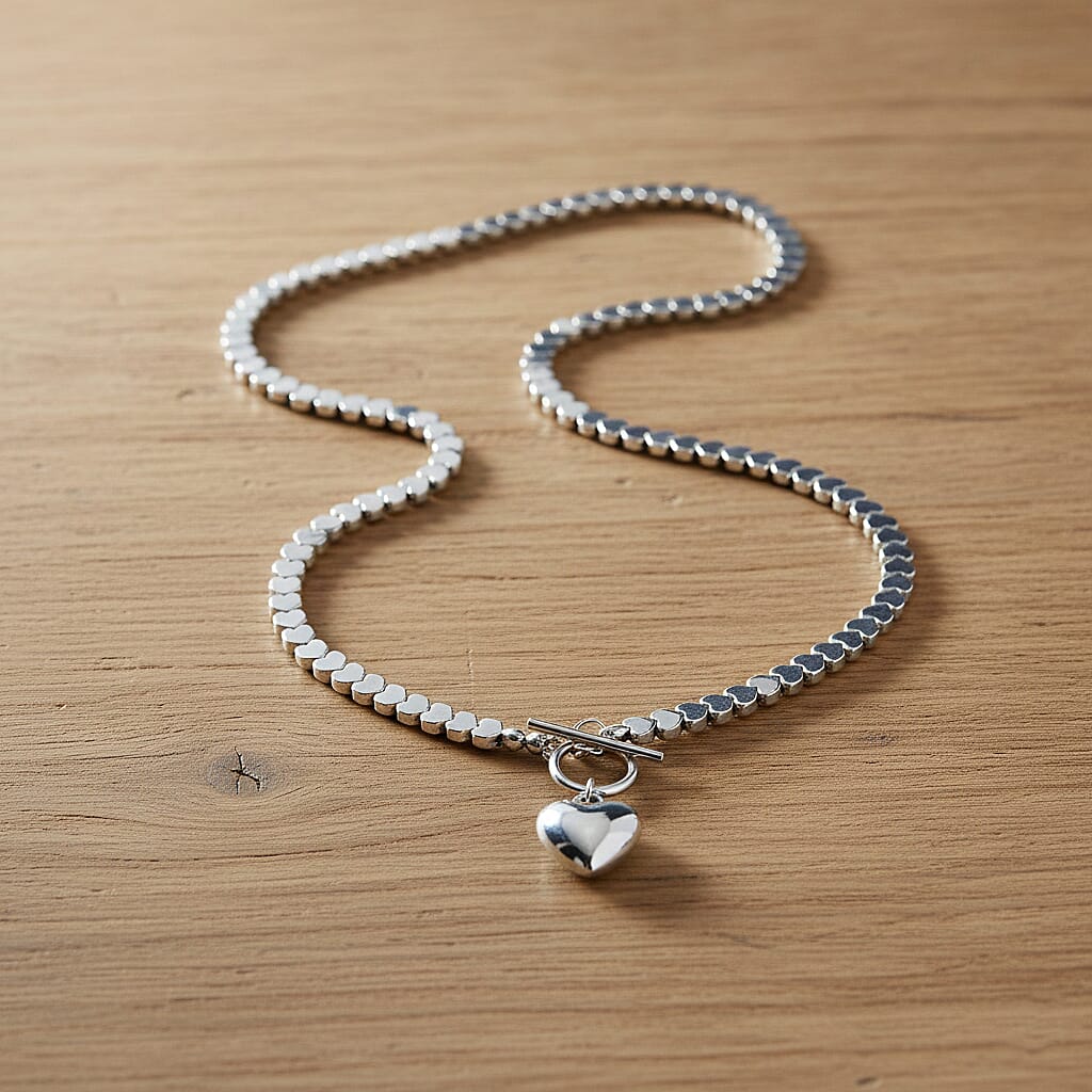 Silver Plated Hematite Fancy Necklace (Size - 21)  136.000  Ct.