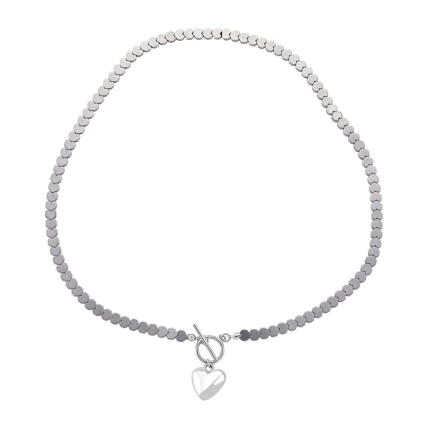 Silver Plated Hematite Fancy Necklace (Size - 21)  136.000  Ct.