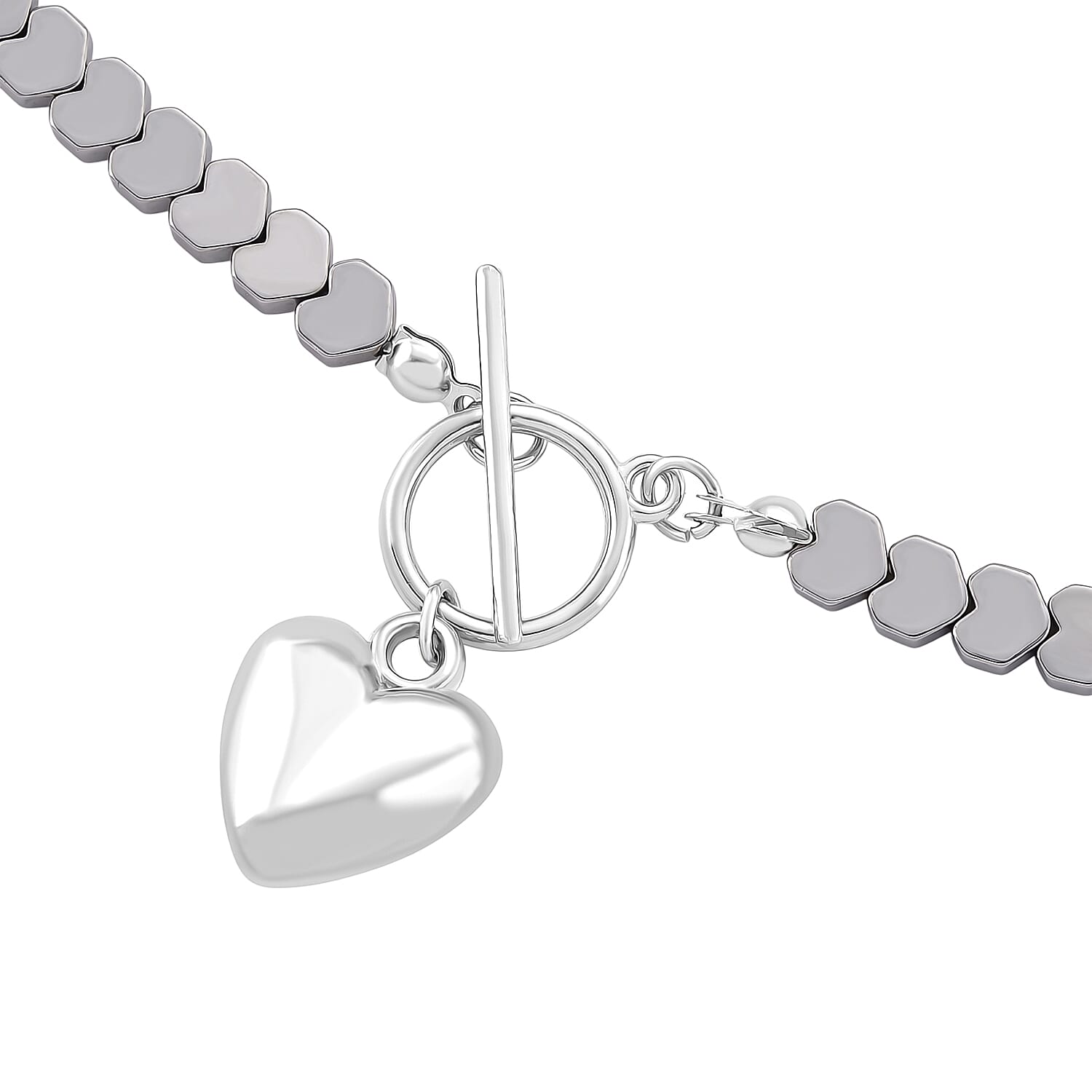 Silver Plated Hematite Fancy Necklace (Size - 21)  136.000  Ct.