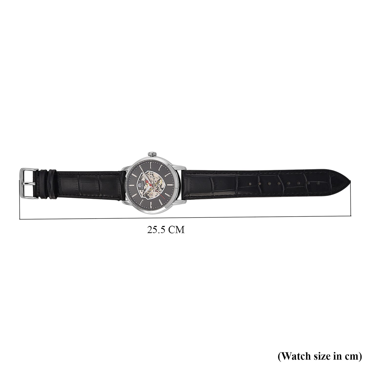 WILLIAM HUNT Automatic Movement 5 ATM Water Resistant Watch With Skeleton Display, Exhibition Back & Black Leather Strap Presented in a Gift Box