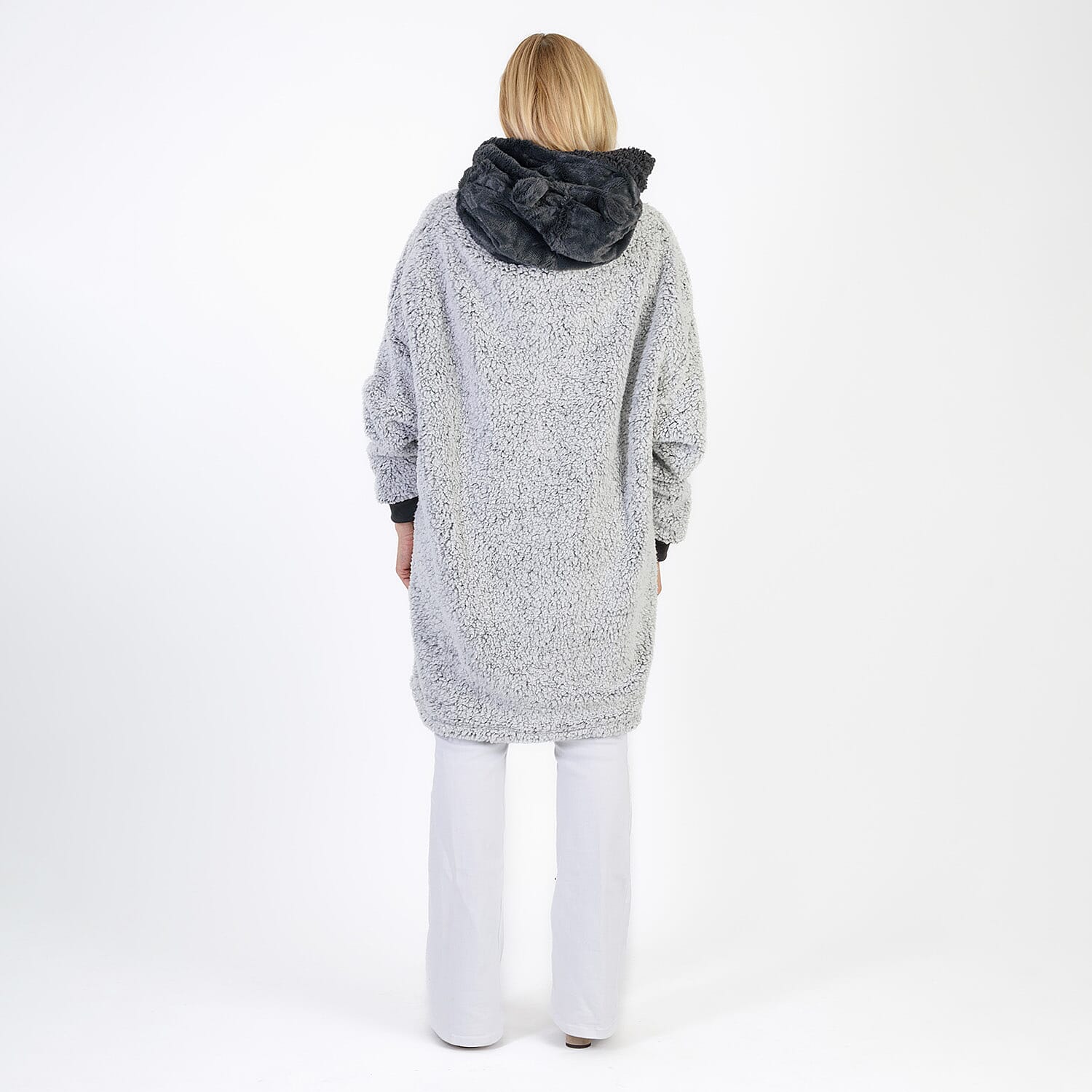 Slumber Hut - Soft Sherpa Style Hoodie (One Size) - Grey