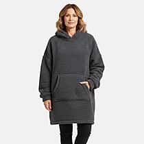 Slumber Hut - Soft Sherpa Style Blanket Hoodie (One Size) - Dark Grey