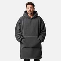 Slumber Hut - Soft Sherpa Style Blanket Hoodie (One Size) - Dark Grey