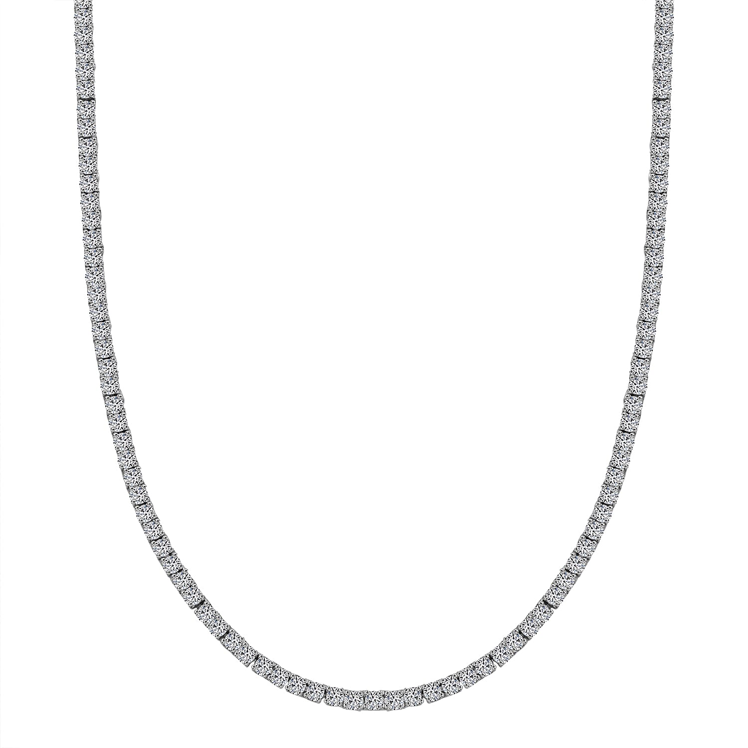 Red Carpet Collection - Luxuriant Lab Grown Diamond SI-GH Tennis Necklace (Size - 18) in Rhodium Overlay Sterling Silver 7.50 Ct.
