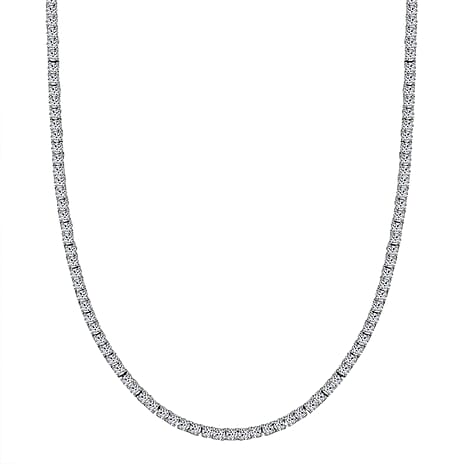 Red Carpet Collection - Luxuriant Lab Grown Diamond SI-GH Tennis Necklace (Size - 18) in Rhodium Overlay Sterling Silver 7.50 Ct.