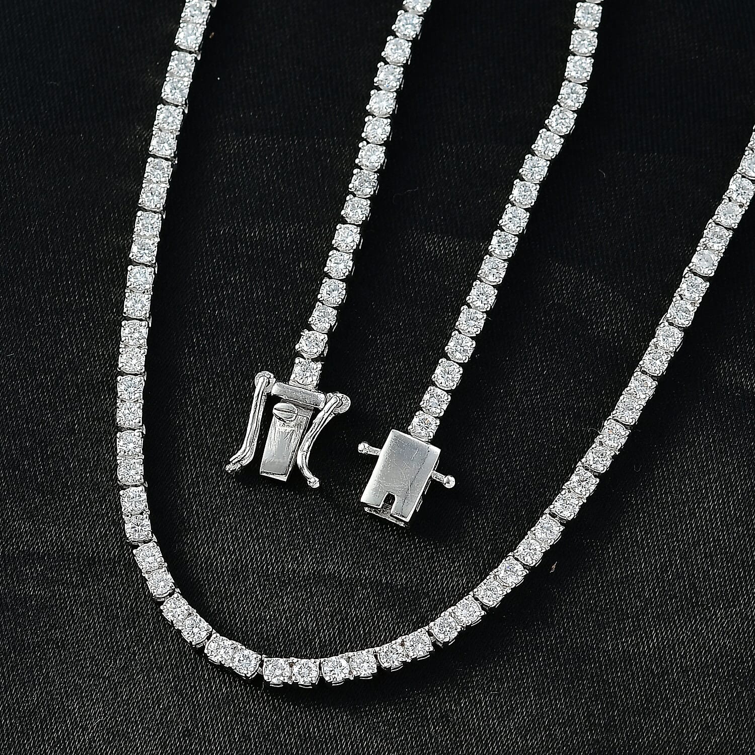 Red Carpet Collection - Luxuriant Lab Grown Diamond SI-GH Tennis Necklace (Size - 18) in Rhodium Overlay Sterling Silver 7.50 Ct.