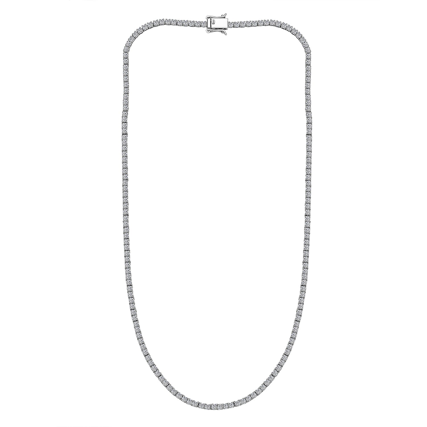 Red Carpet Collection - Luxuriant Lab Grown Diamond SI-GH Tennis Necklace (Size - 18) in Rhodium Overlay Sterling Silver 7.50 Ct.