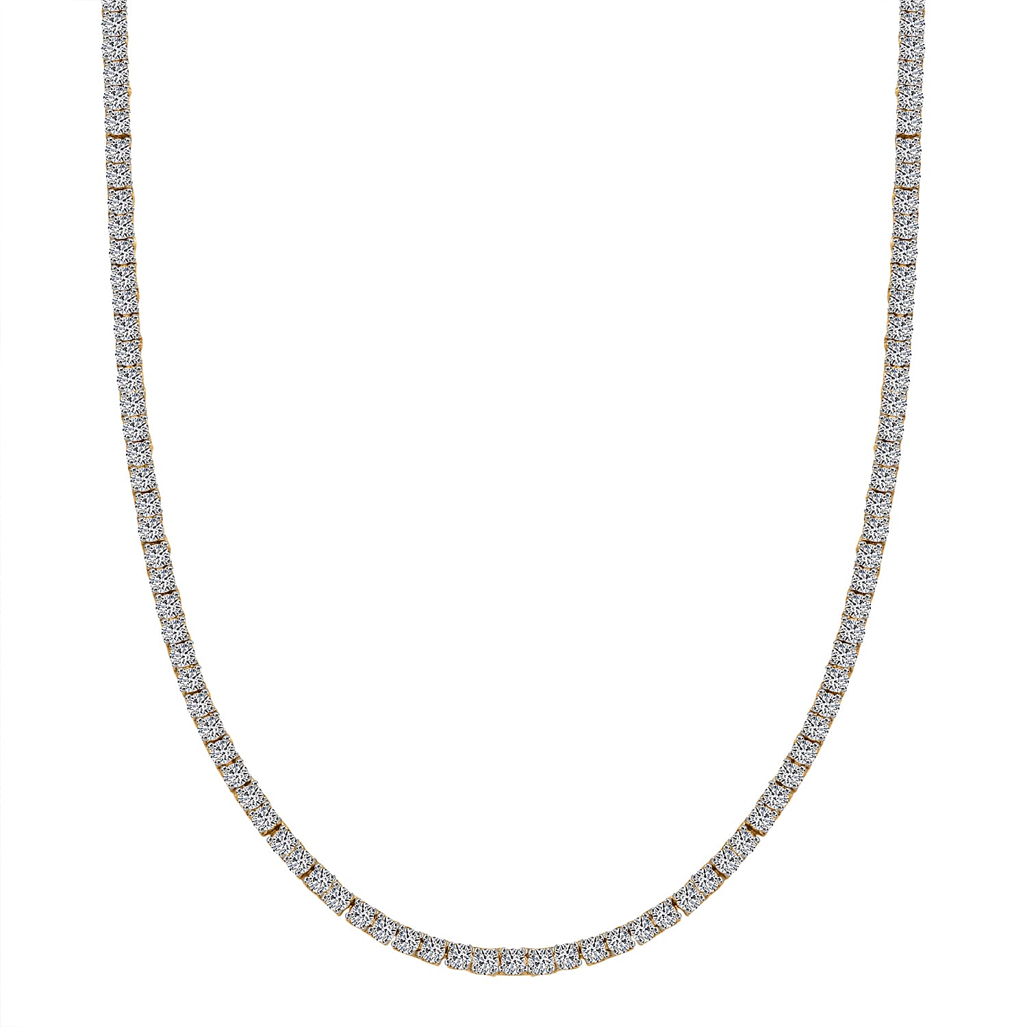 Red Carpet Collection - Luxuriant Lab Grown Diamond SI-GH Tennis Necklace (Size - 18) in 18K Vermeil Yellow Gold Plated Sterling Silver 7.50 Ct.