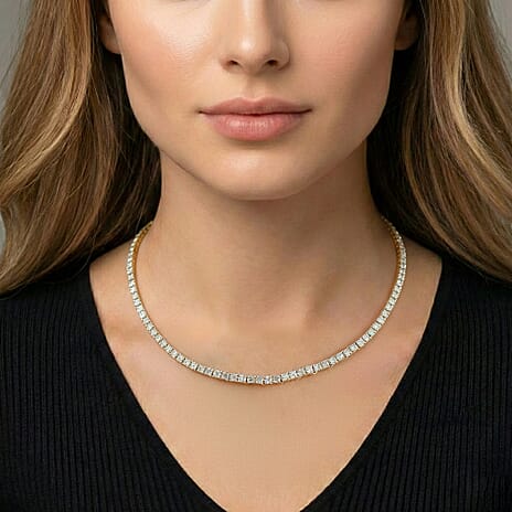 Red Carpet Collection - Luxuriant Lab Grown Diamond SI-GH Tennis Necklace (Size - 18) in 18K Vermeil Yellow Gold Plated Sterling Silver 7.50 Ct.