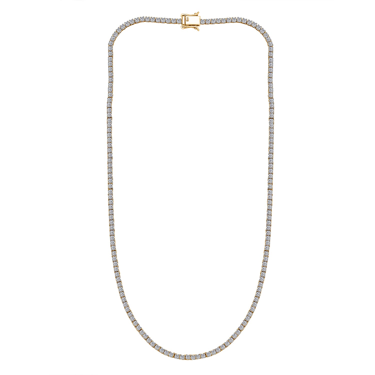 Red Carpet Collection - Luxuriant Lab Grown Diamond SI-GH Tennis Necklace (Size - 18) in 18K Vermeil Yellow Gold Plated Sterling Silver 7.50 Ct.