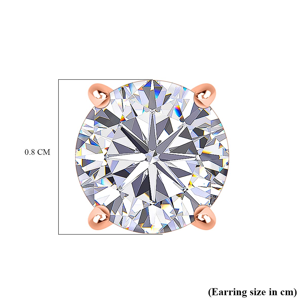 Moissanite Solitaire Stud Push Post Earring in 18K Vermeil Rose Gold Plated Sterling Silver 2.88 Ct.