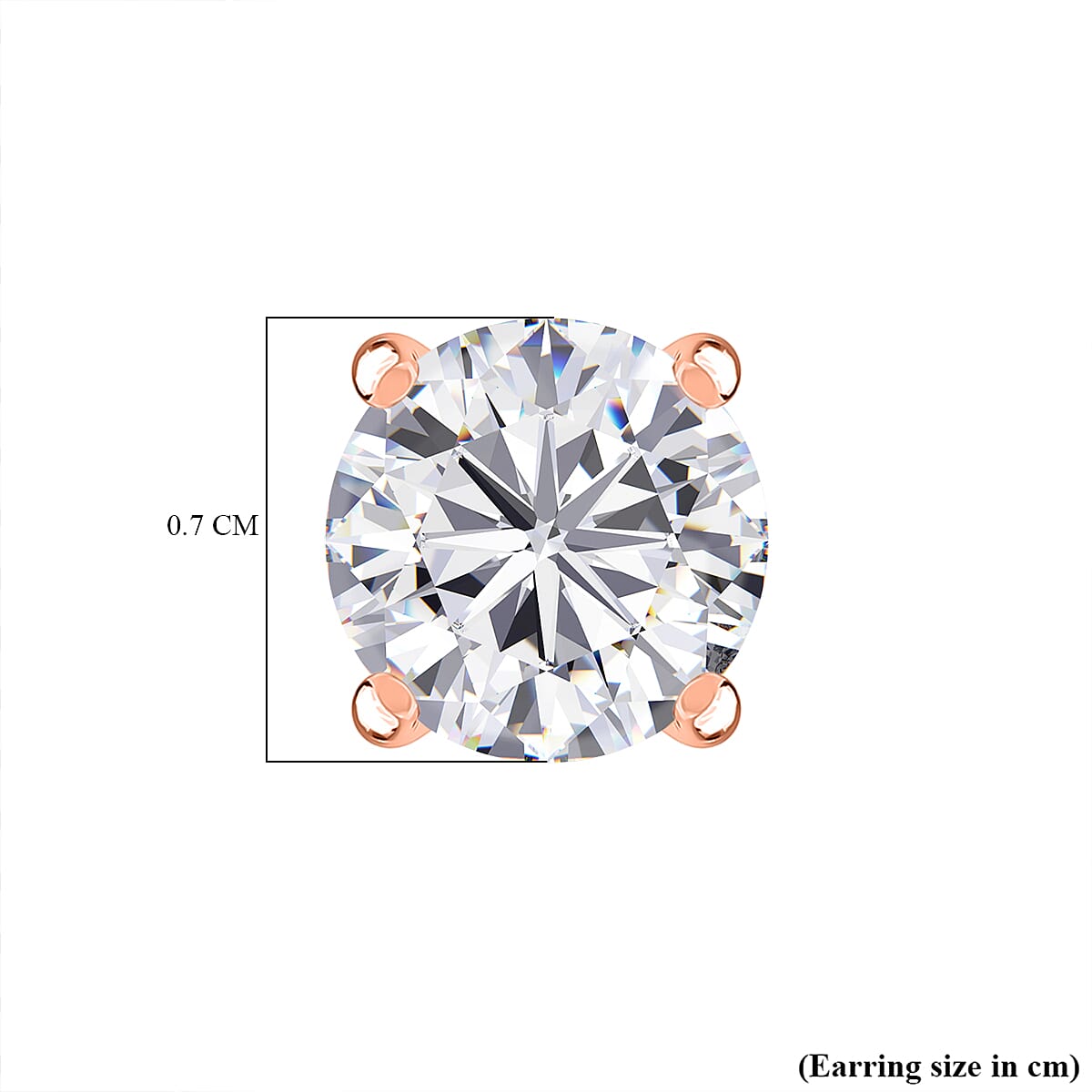 D'Joy Moissanite Solitaire Stud Push Post Earring in 18K RG VermeilSterling Silver  2.424  Ct.