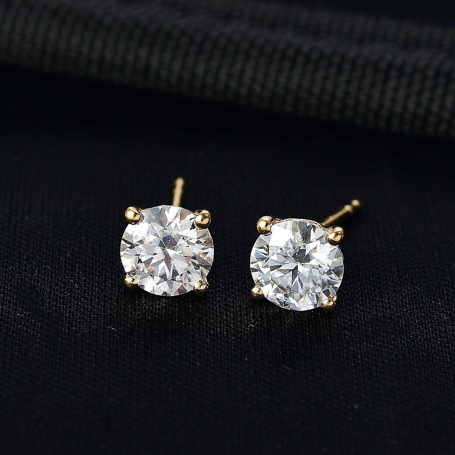 D'Joy Moissanite Solitaire Stud Push Post Earring in 18K YG VermeilSterling Silver  2.424  Ct.